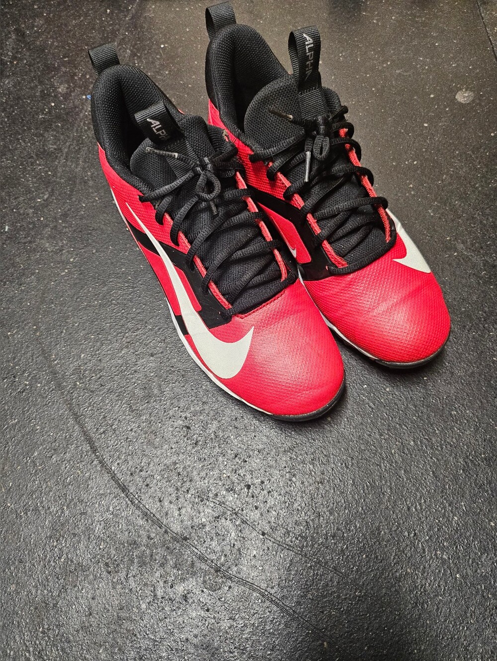 Nike Alpha Menace 4 Shark Football Cleats University Red & Black Size 10